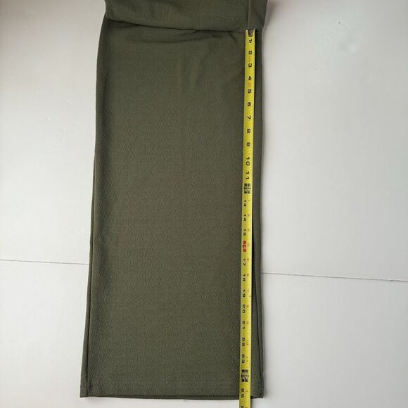 Derek Heart Womans Casual Wide Leg Pants M Olive Green Ruffle Waist Button - Picture 8 of 12